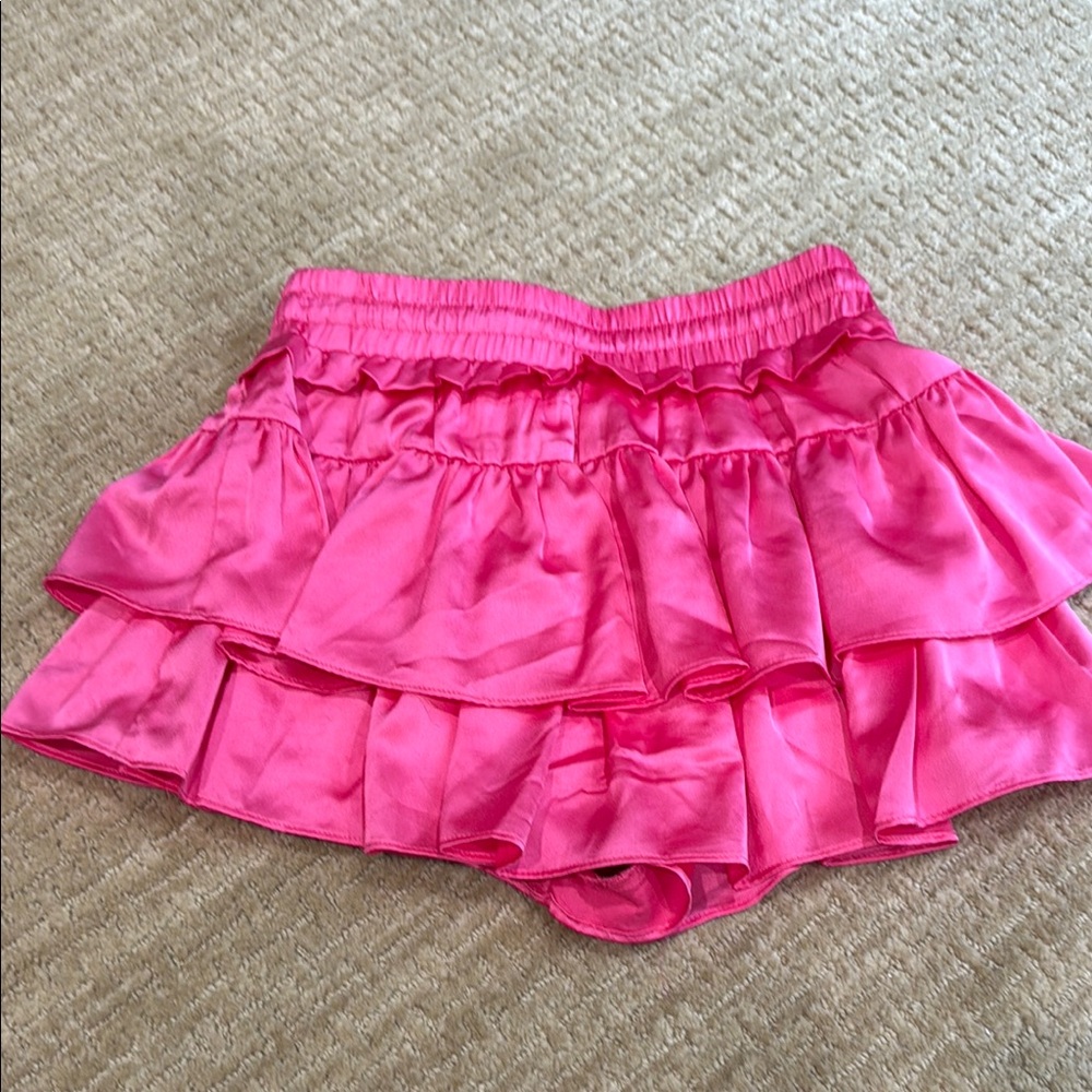 Pink Ruffled Satin Shorts - Picture 3 of 3